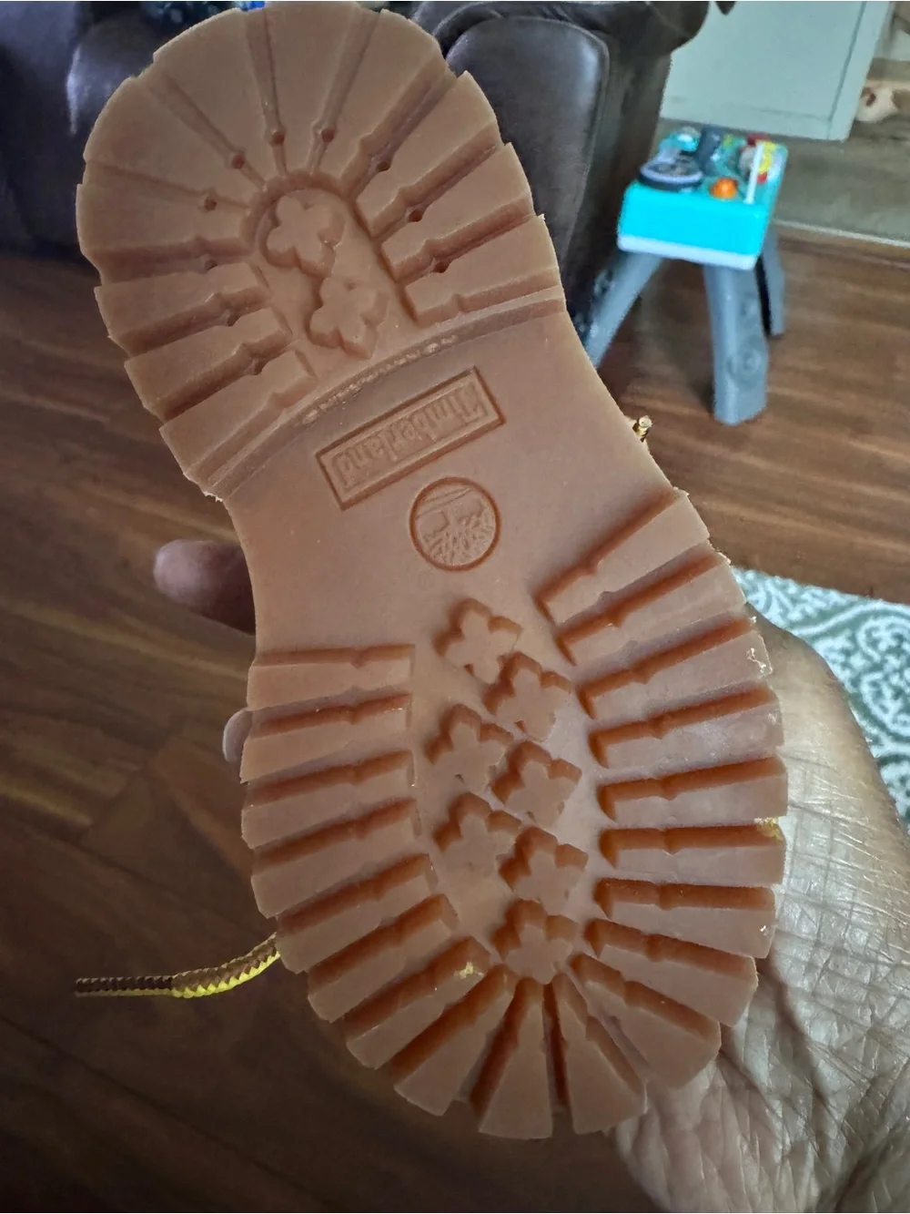 Timberland Little Kids Tan Suede Boots with Yellow Contrast Laces